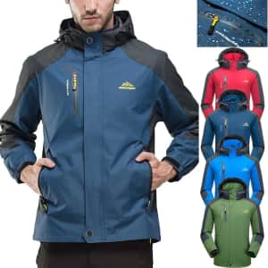 Men's Detachable Hood Rain Jacket for $20