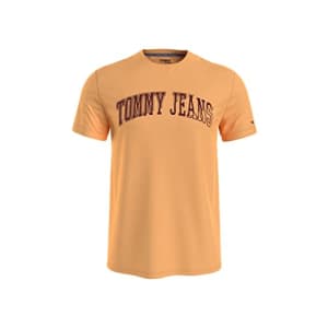 Tommy Hilfiger Men's Tommy Jeans Short Sleeve T-Shirt, Hilfiger Orange, XXL for $19