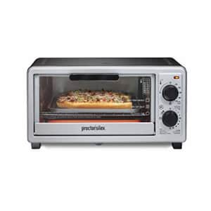 Proctor Silex 4 Slice Countertop Toaster Oven, Multi-Function with Bake, Toast and Broiler, 1100 for $42