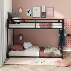 Jackson Modern Metal Twin over Twin Low Profile Bunk Bed with Reversible Ladder for $130