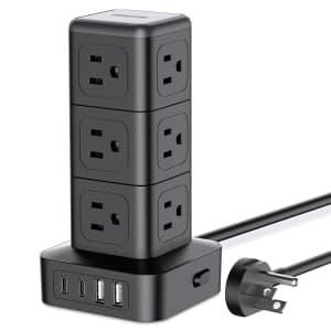 Ntonpower Compact Surge Protector Power Strip Tower for $12