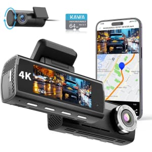 Kawa D8 4K True Front & Rear Dash Cam for $79