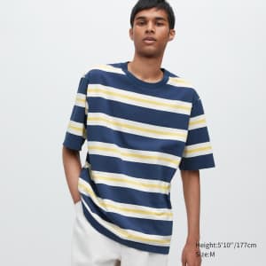Uniqlo Men's Oversized Striped Half-Sleeve T-Shirt for $6