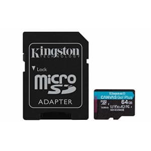Kingston 64GB microSDXC Canvas Go Plus 170MB/s Read UHS-I, C10, U3, V30, A2/A1 Memory Card + for $10