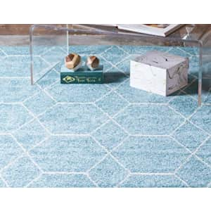 Unique Loom Trellis Frieze Collection Lattice Moroccan Geometric Modern Light Blue Area Rug (2' 0 x for $14