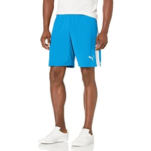 PUMA Men's Liga Shorts, Electric Blue Lemonade/White, L for $17