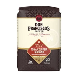 Don Francisco's 100% Colombia Supremo Whole Bean Coffee (20 oz Bag) for $15