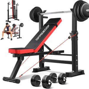 Oppsdecor 660-lb. 6-in-1 Weight Bench Set for $100