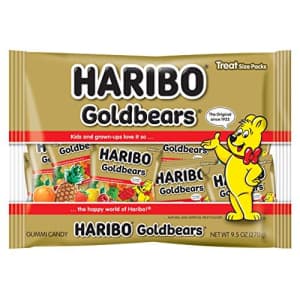 Haribo Goldbears Gummi Candy, .42 oz. Individually Wrapped Mini Treat Bags, 9.5 Total oz. for $13 Haribo Goldbears Gummi Candy, .42 oz. Individually Wrapped Mini Treat Bags, 9.5 Total oz. for $13