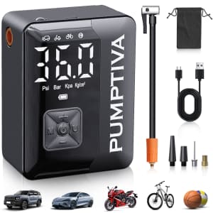 Pumptiva 150-PSI Portable Tire Inflator for $16 Pumptiva 150-PSI Portable Tire Inflator for $16