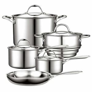 Cooks Standard Multi-Ply Clad Stainless Steel Cookware Set, 9 Piece, Silver for $135 Cooks Standard Multi-Ply Clad Stainless Steel Cookware Set, 9 Piece, Silver for $135