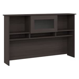 Bush Furniture Cabot 60W Desk Hutch in Heather Gray, Attachment with Shelves and Cabinet for Home for $189