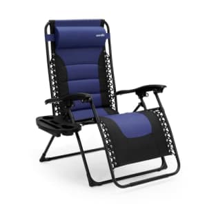SereneLife Padded Zero Gravity Lounge Chair - Reclining Patio Chairs - Outdoor Lounge Chairs with for $80