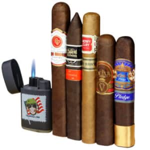 Fire Fiver 95+ Rated 5-Cigar Flight w/ Torch Lighter Bundle for $29