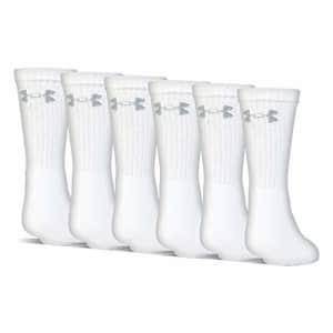 Under Armour Kids' UA Charged Cotton 2.0 Crew Socks - 6-Pack YLG White for $21 Under Armour Kids' UA Charged Cotton 2.0 Crew Socks - 6-Pack YLG White for $21
