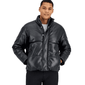 INC Men's Quilted Faux-Leather Puffer Jacket for $26