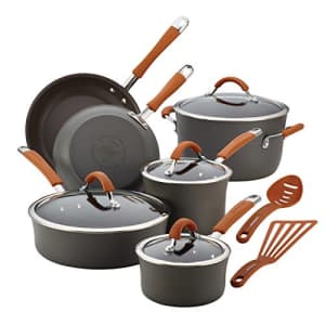 Rachael Ray Cucina Dishwasher Safe Hard Anodized Nonstick Cookware Pots and Pans Set, 12 Piece, for $135 Rachael Ray Cucina Dishwasher Safe Hard Anodized Nonstick Cookware Pots and Pans Set, 12 Piece, for $135