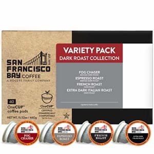 SF Bay Coffee OneCUP Dark Roast Variety Pack 40 Ct Compostable Coffee Pods, K Cup Compatible for $22