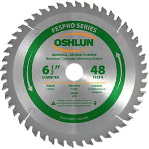 Oshlun SBFT-065048 6-1/2" 48 Tooth FesPro Crosscut ATB Saw Blade with 20mm Arbor For Dewalt DWS520 for $24