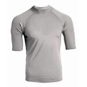 Kanu Surf Men's Standard UPF 50+ Short Sleeve Sun Protective Rashguard Swim Shirt, Fiji Grey, Small for $15