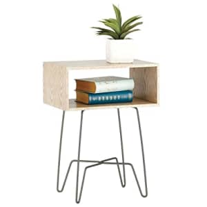 mDesign Modern Industrial Side Table with Storage Shelf - 2-Tier Metal and Wood End Table - Minimal for $53