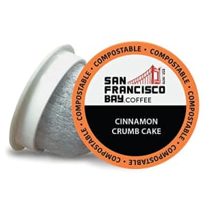 SF Bay Coffee OneCUP Cinnamon Crumb Cake 12 Ct Flavored Medium Roast Compostable Coffee Pods, K Cup for $24