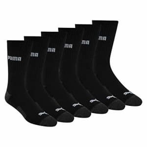 Puma Men's 6 Pack Crew Socks, black/Gray, 10-13 for $22