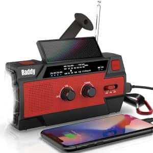 Radioddity Portable Solar Hand Crank NOAA Weather/Emergency Radio for $36