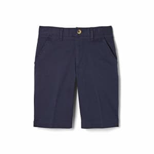 French Toast Boys' Adjustable Waist Stretch Twill Flat Front Short (Standard & Husky), Navy, 14 for $19