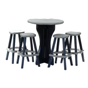 Leisure Accents Patio Table Set with Four Barstools - Black Base with Deep Grey Accents - Perfect for $190