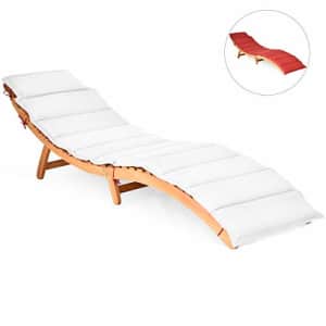 Tangkula Folding Patio Lounge Chair, Solid Wood Outdoor Lounger Chair, Sun Lounger Chair with for $120 Tangkula Folding Patio Lounge Chair, Solid Wood Outdoor Lounger Chair, Sun Lounger Chair with for $120