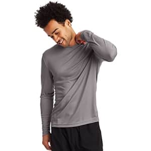 Hanes Men's Long Sleeve Cool Dri T-Shirt UPF 50+, Large, 2 Pack ,Graphite for $13