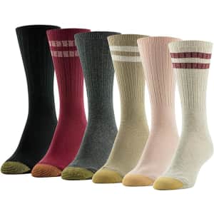 Gold Toe Women's Texture Crew Socks 6-Pack for $7