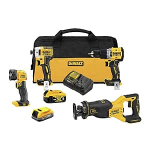 Dewalt DCK449E1P1 20V MAX XR Brushless Lithium-Ion 4-Tool Combo Kit with (1) 1.7 Ah and (1) 5 Ah for $399