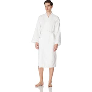 Amazon Basics Unisex 100% Cotton Terry Kimono Bathrobe (L only) for $8