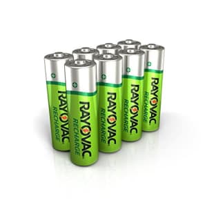 Rayovac Rechargeable AA Batteries, Rechargeable Double A Batteries (8 Count) for $18 Rayovac Rechargeable AA Batteries, Rechargeable Double A Batteries (8 Count) for $18