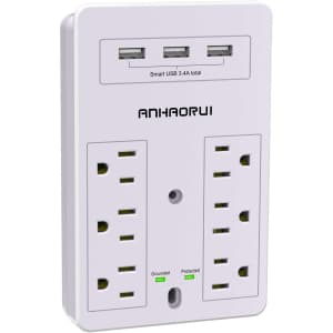 Anhaorui 6-Outlet Surge Protector Outlet Extender for $12 Anhaorui 6-Outlet Surge Protector Outlet Extender for $12