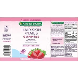 Nature's Bounty Optimal Solutions Hair, Skin and Nails Gummies, 80 Count for $9
