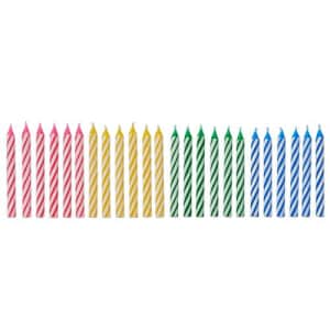 American Greetings Colorful Striped Spiral Birthday Candles, 24 Count, Party Supplies for $15