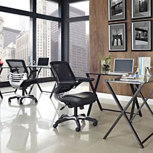 Modway Edge Mesh Back and White Vinyl Seat Office Chair With Flip-Up Arms - Computer Desks in Black for $156 Modway Edge Mesh Back and White Vinyl Seat Office Chair With Flip-Up Arms - Computer Desks in Black for $156