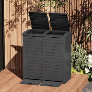 62-Gallon Outdoor Resin Garbage Bins with Dual Lid and Drip Trays for $100 62-Gallon Outdoor Resin Garbage Bins with Dual Lid and Drip Trays for $100