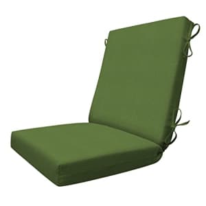 Honey-Comb Honeycomb Indoor/Outdoor Textured Solid Artichoke Green Highback Dining Chair Cushion: Recycled for $54