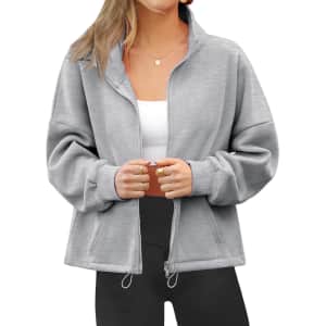 Women's Zip-Up Fleece Hoodie Jacket for $10