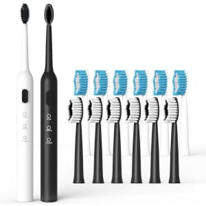 CindyLary Electric Toothbrush 2-Pack w/ 12 Heads for $13