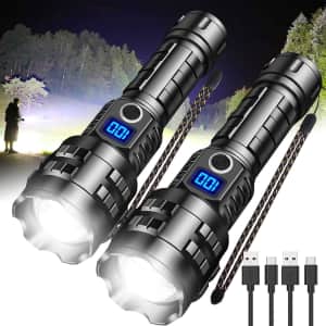 Rechargeable LED Tactical Flashlight 2-Pack for $23