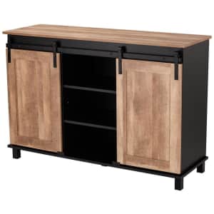 Glitzhome 47" Industrial Wine Cabinet w/ Sliding Doors for $255 Glitzhome 47" Industrial Wine Cabinet w/ Sliding Doors for $255
