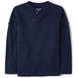 The Children's Place Boys' Rolled Cuff Henley Shirt for $4