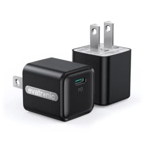 Evatronic 20W USB-C Wall Charger 2-Pack for $10