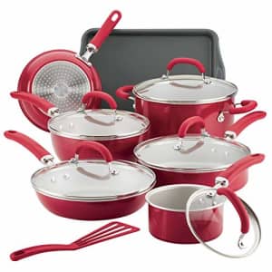 Rachael Ray Create Delicious Nonstick Cookware Pots and Pans Set, 13 Piece, Red Shimmer for $119 Rachael Ray Create Delicious Nonstick Cookware Pots and Pans Set, 13 Piece, Red Shimmer for $119