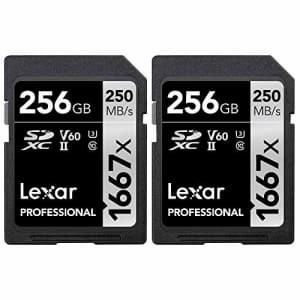 Lexar Professional SDHC/SDXC 1667x UHS-II 256gb Memory Card 2 Pack (LSD256CBNA1667) for $190 Lexar Professional SDHC/SDXC 1667x UHS-II 256gb Memory Card 2 Pack (LSD256CBNA1667) for $190
